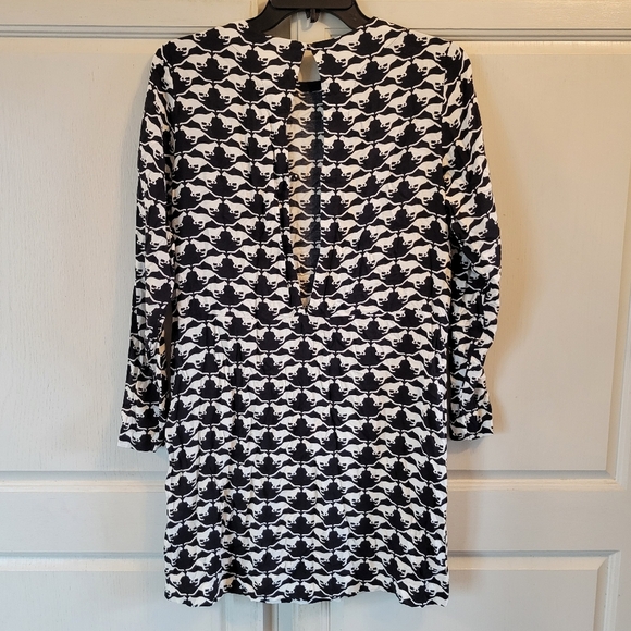 H&M Black White Cat Print Long Sleeve Dress - Picture 3 of 8